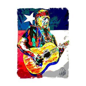 Willie Nelson Singer Guitar Country Music Poster Print Wall Art 11x17